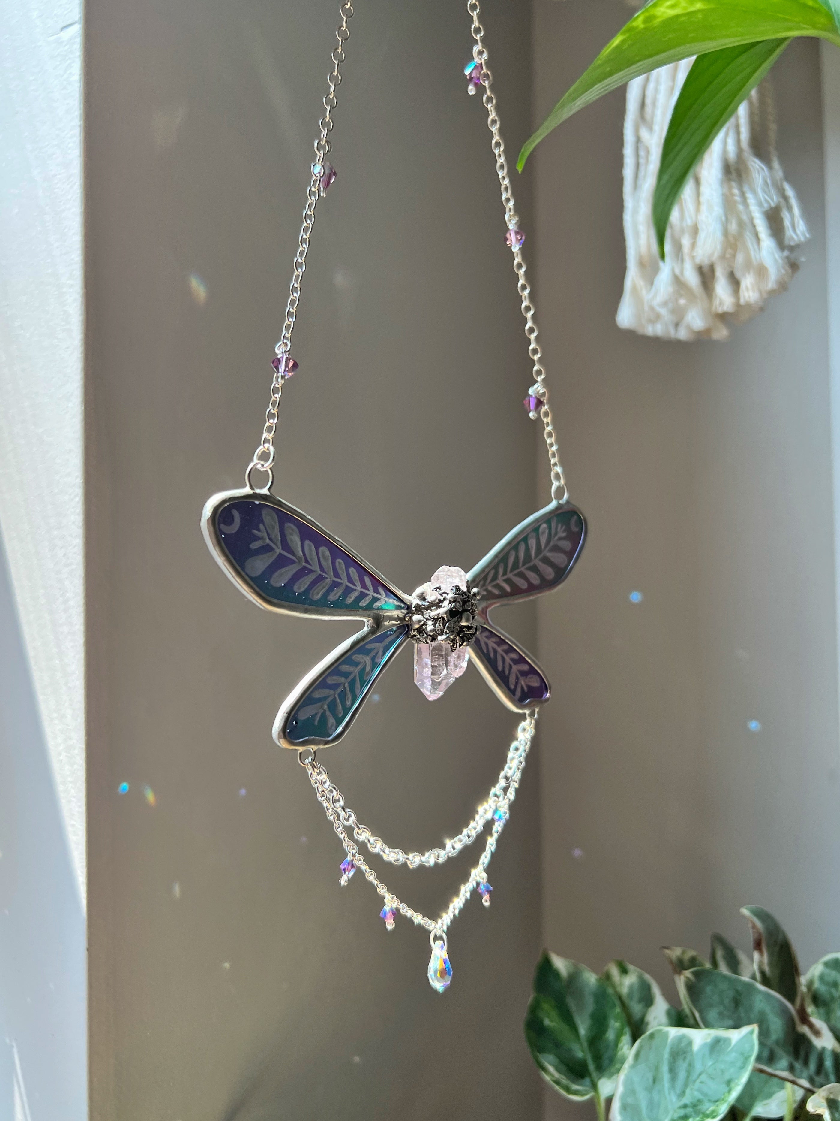 Iridescent purple fairy necklace
