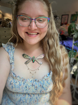 Iridescent black fairy necklace