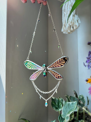 Iridescent black fairy necklace