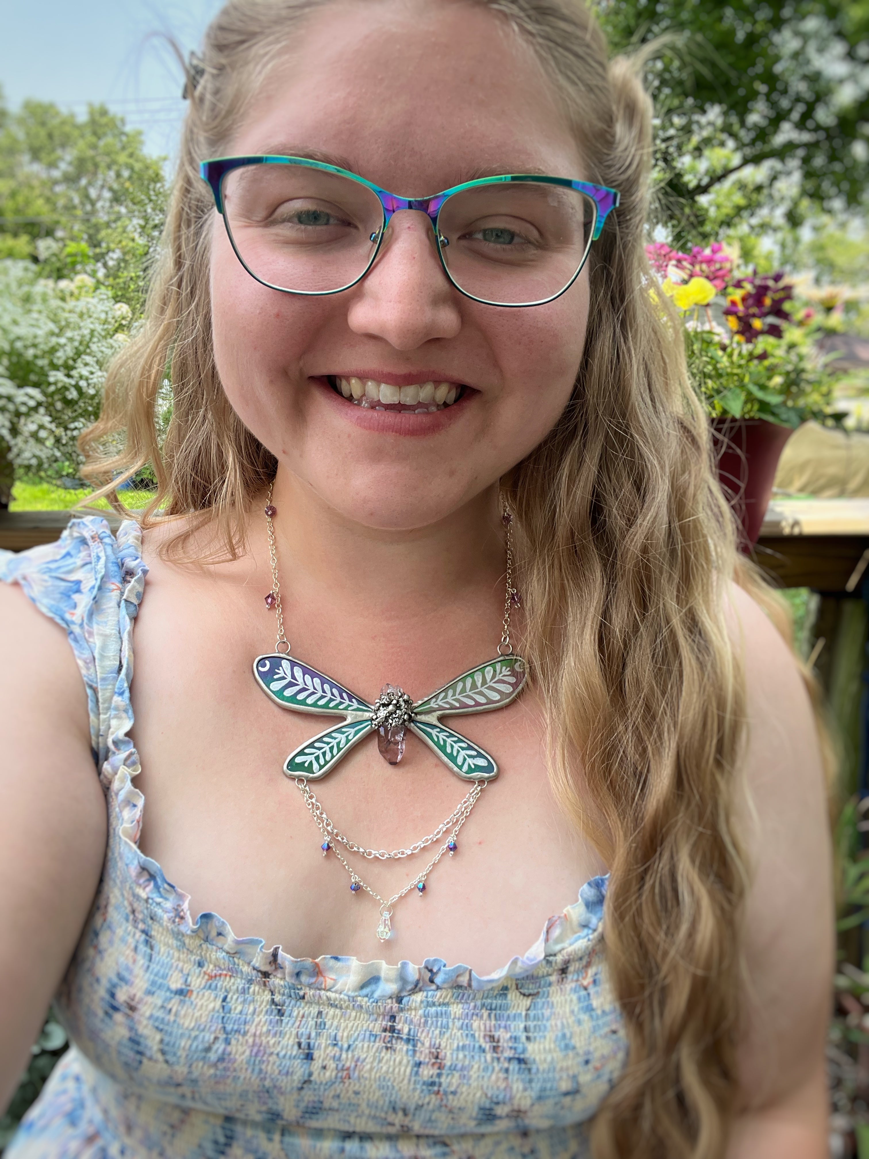 Iridescent purple fairy necklace