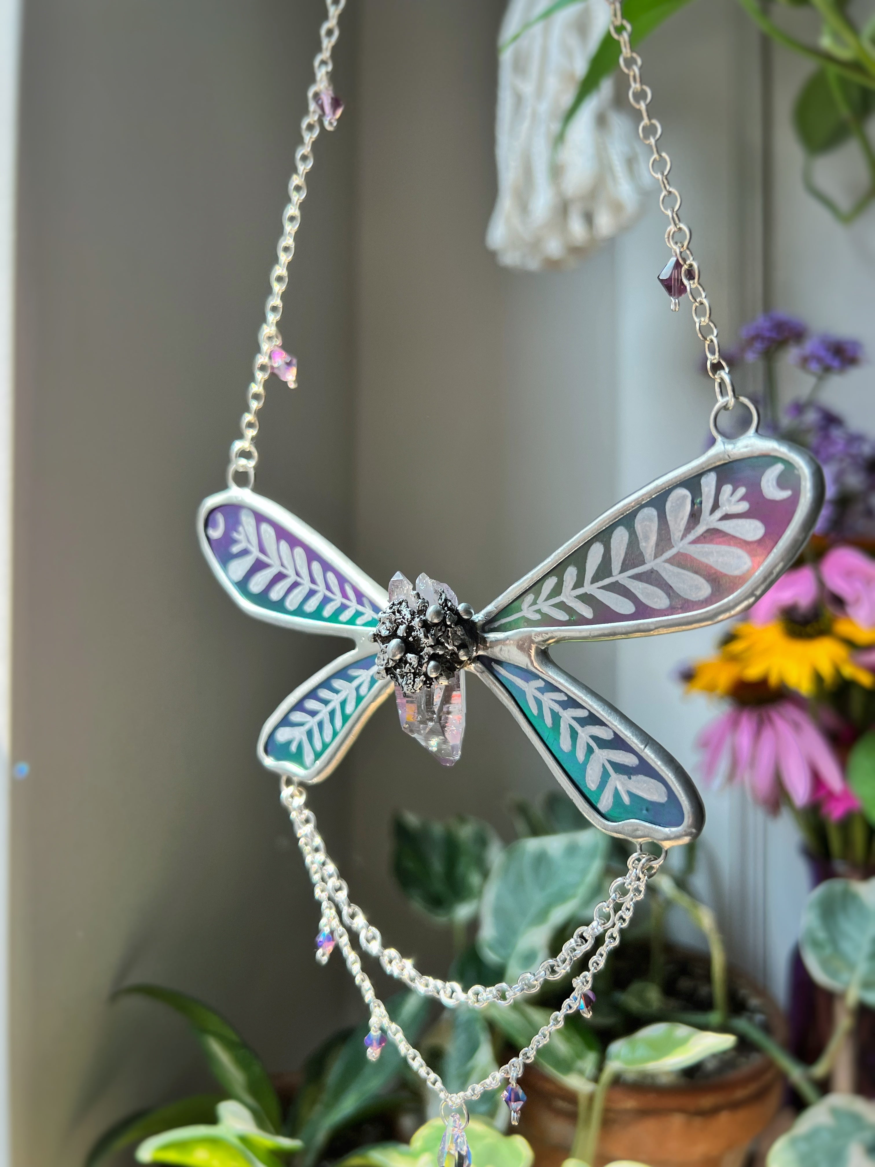 Iridescent purple fairy necklace