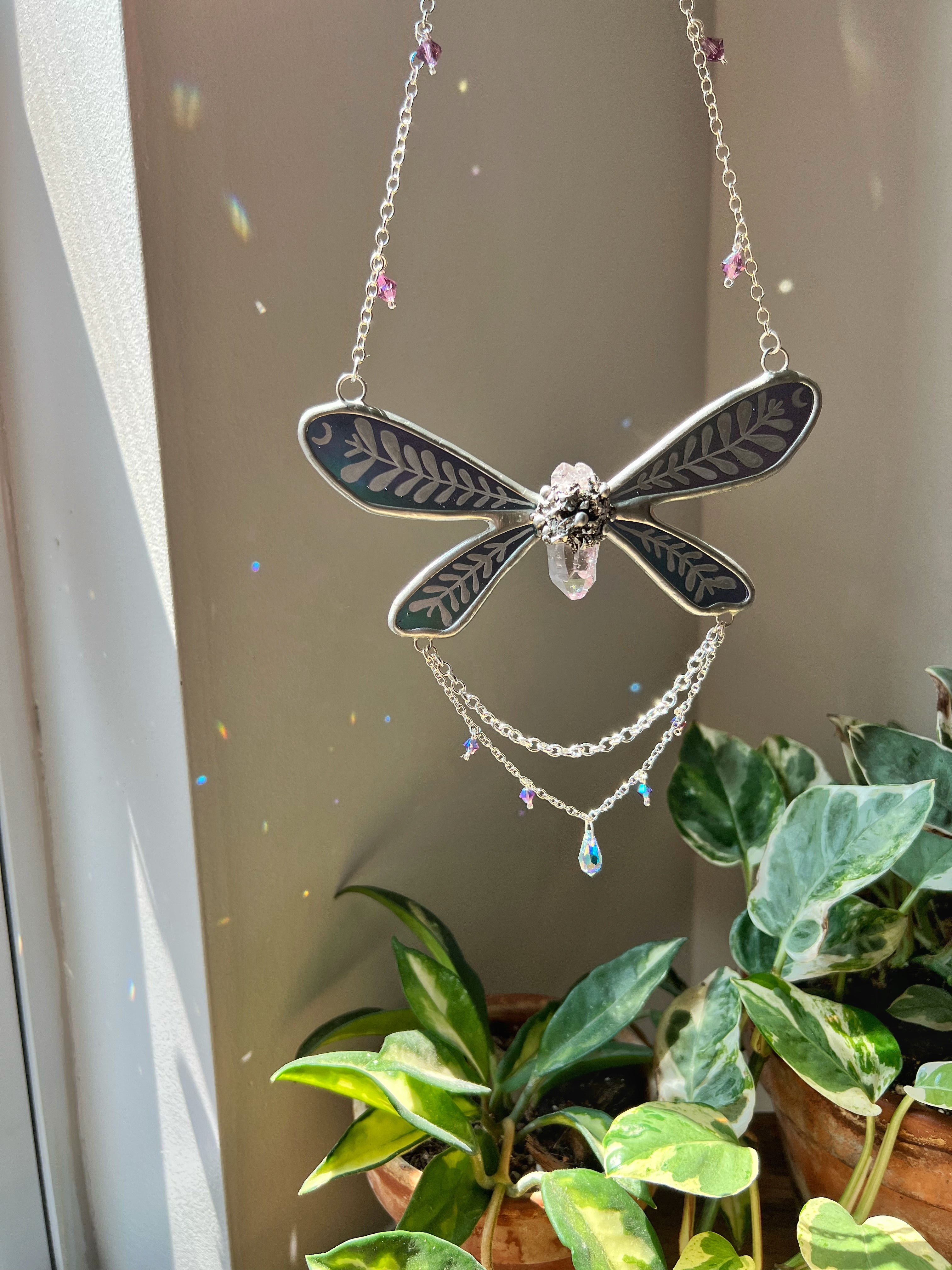 Iridescent purple fairy necklace