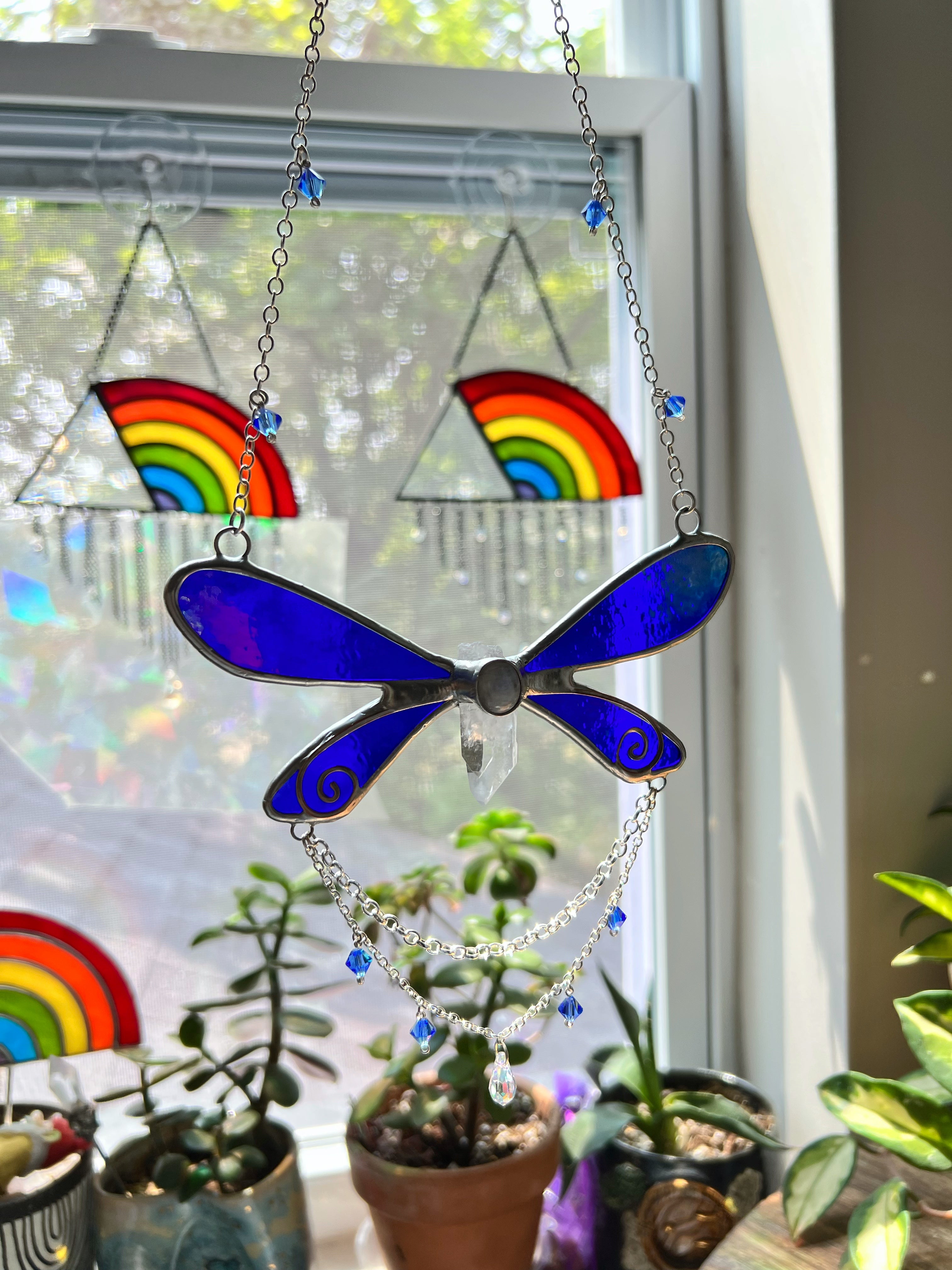Iridescent blue fairy necklace