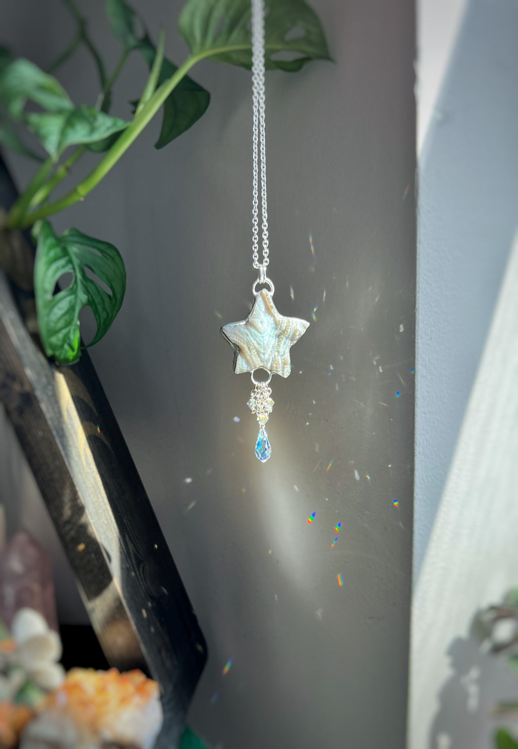 Aura chalcedony star necklace