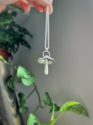 Medium silver casted Mushroom necklace