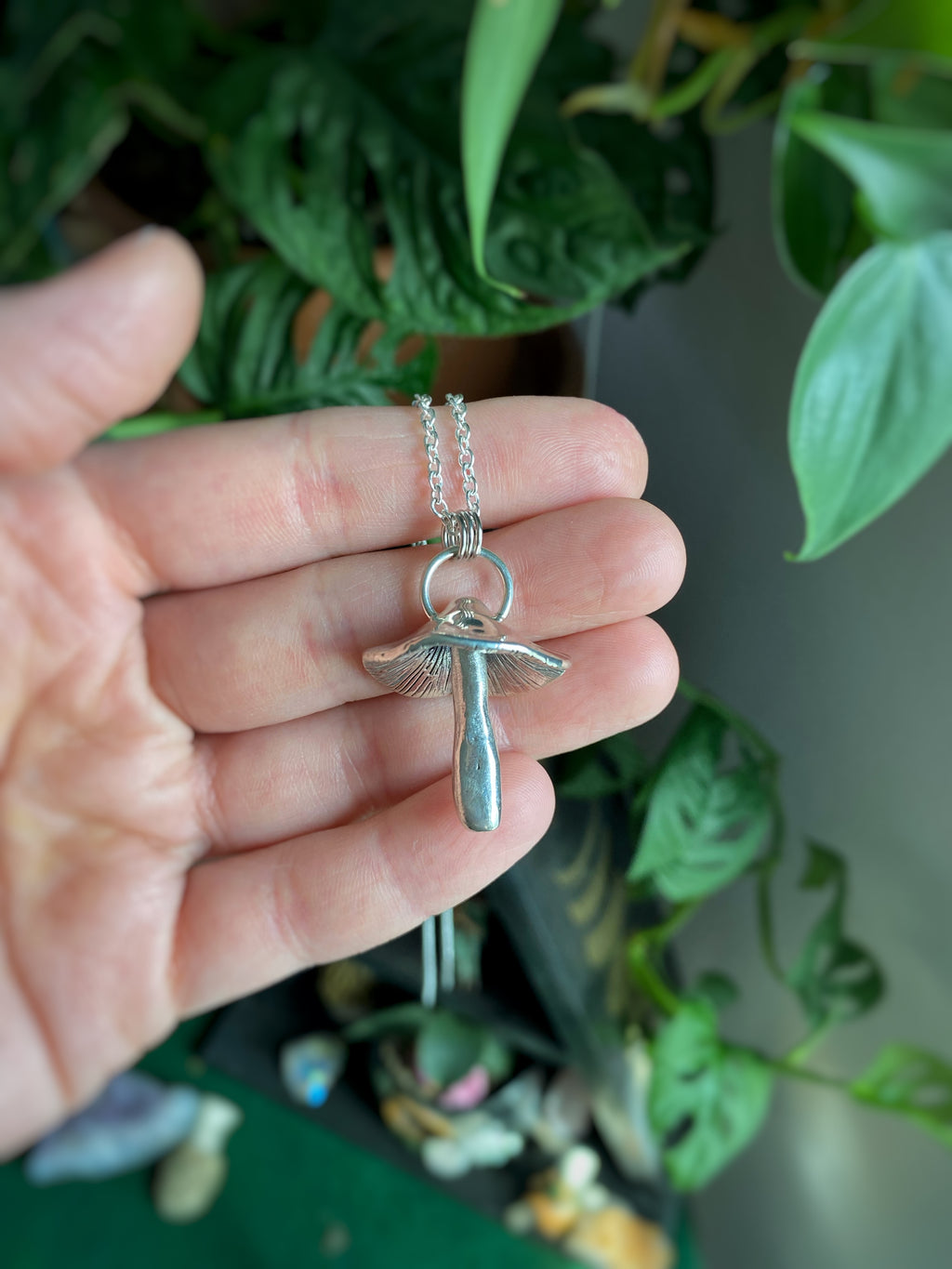 Medium silver casted Mushroom necklace