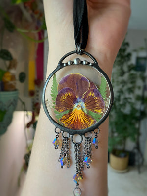 Red pansy portal necklace