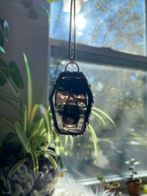 Black obsidian coffin necklace