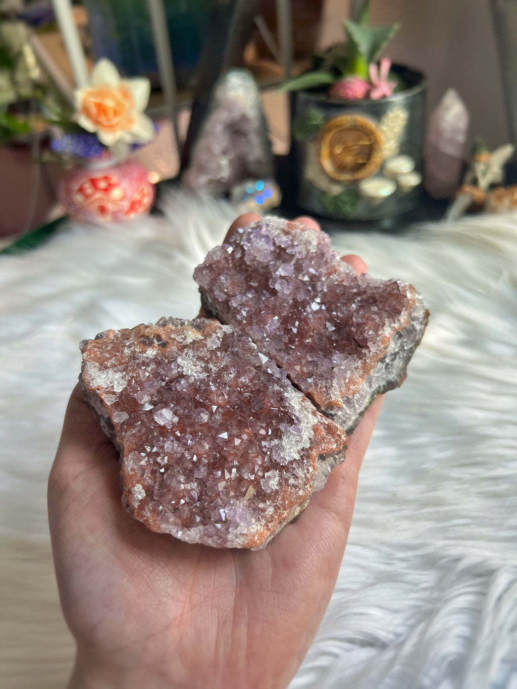 Pink amethyst ideal for sitting fairy