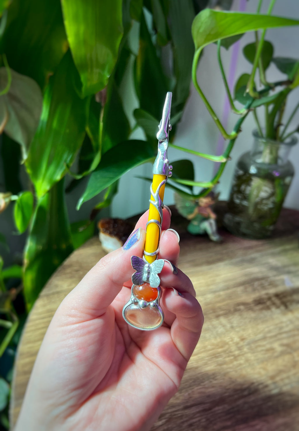 Carnelian and citrine clip wand
