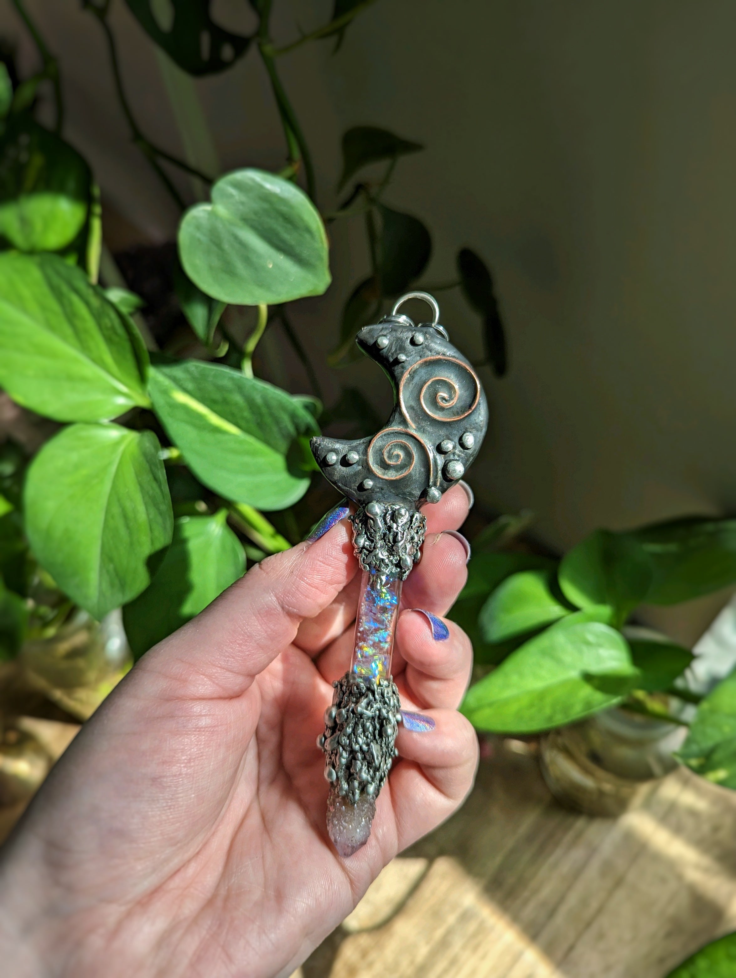 Moon child Fairy vial wand necklace