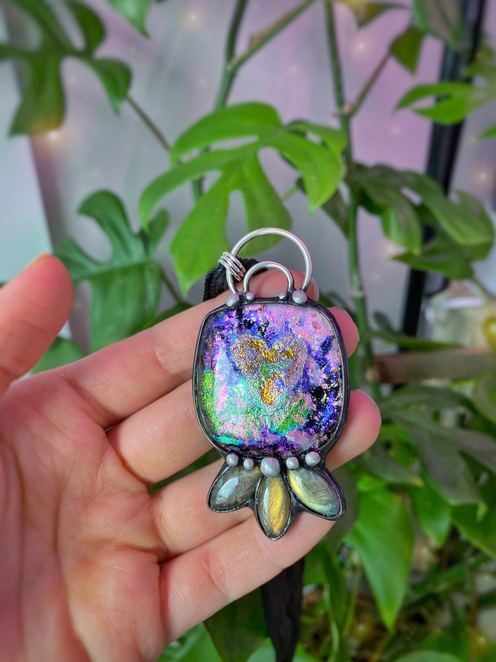 Labradorite and Dichroic glass necklace