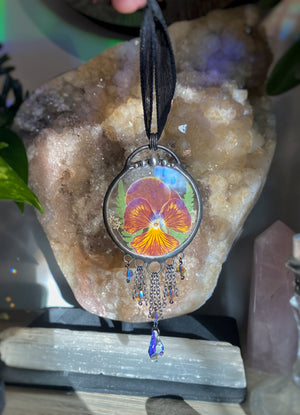 Red pansy portal necklace