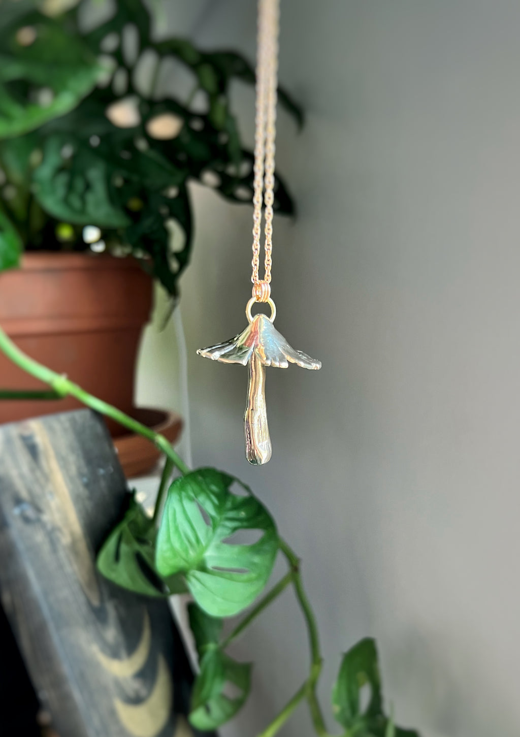 Large Casted Mushroom necklace