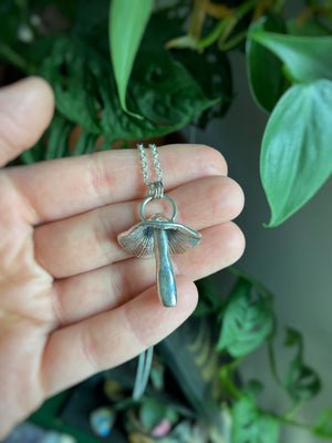 Medium silver casted Mushroom necklace