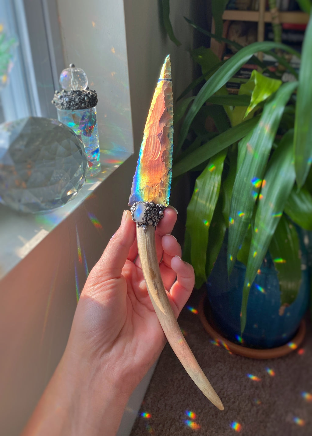 Rainbow antler dagger