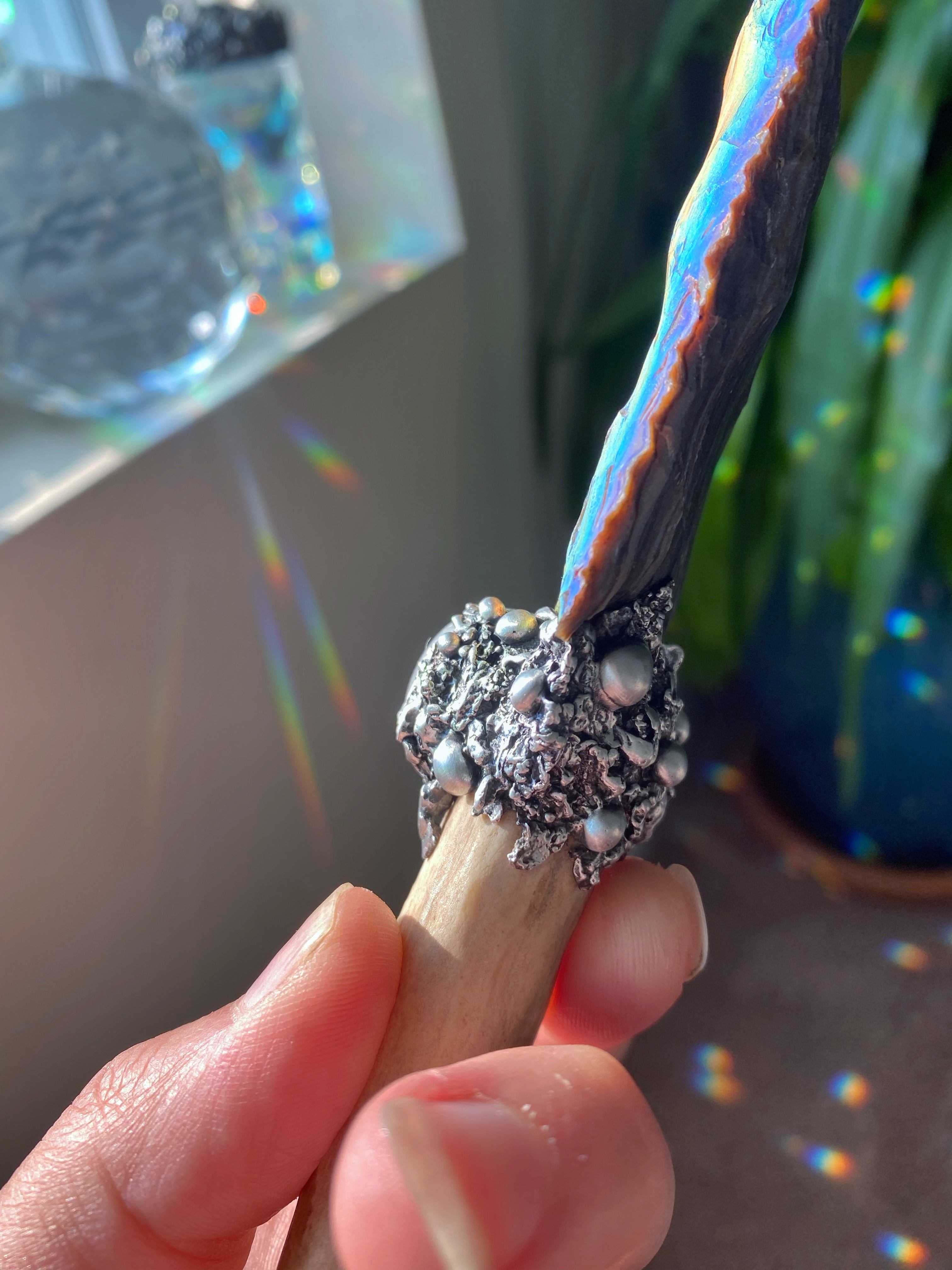 Rainbow antler dagger